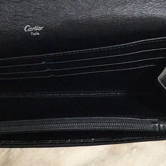 CARTIER Happy Birthday Patent Leather Embossed Black Long Wallet Women’s EUC - Picture 11 of 14